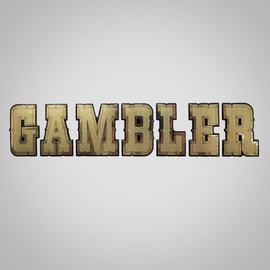 GAMBLER Logo Stickers Embossed 4” x 19-1/8” GOLD