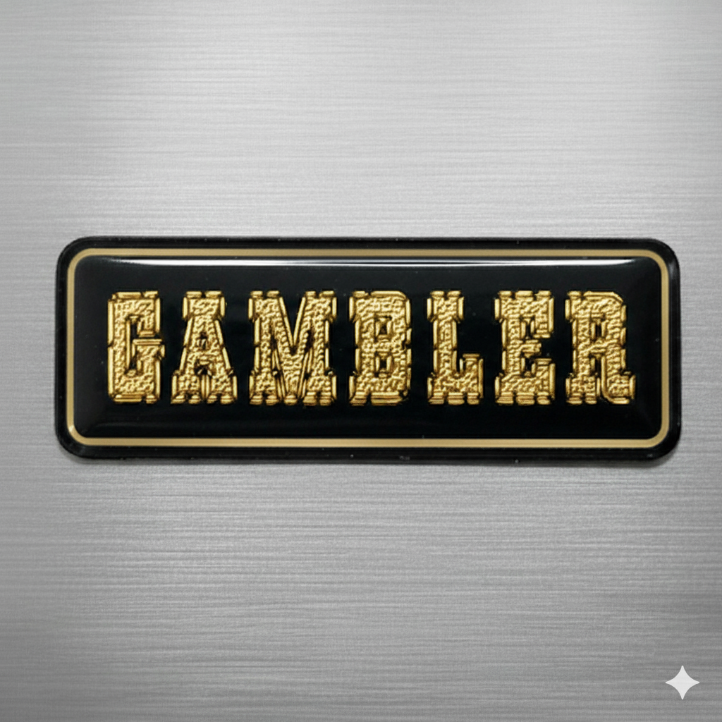 3/4" x 2-1/8" GAMBLER Embossed Trim Sticker Gold