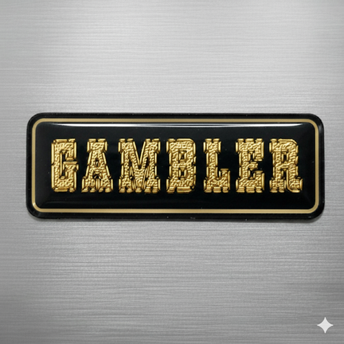 3/4" x 2-1/8" GAMBLER Embossed Trim Sticker Gold