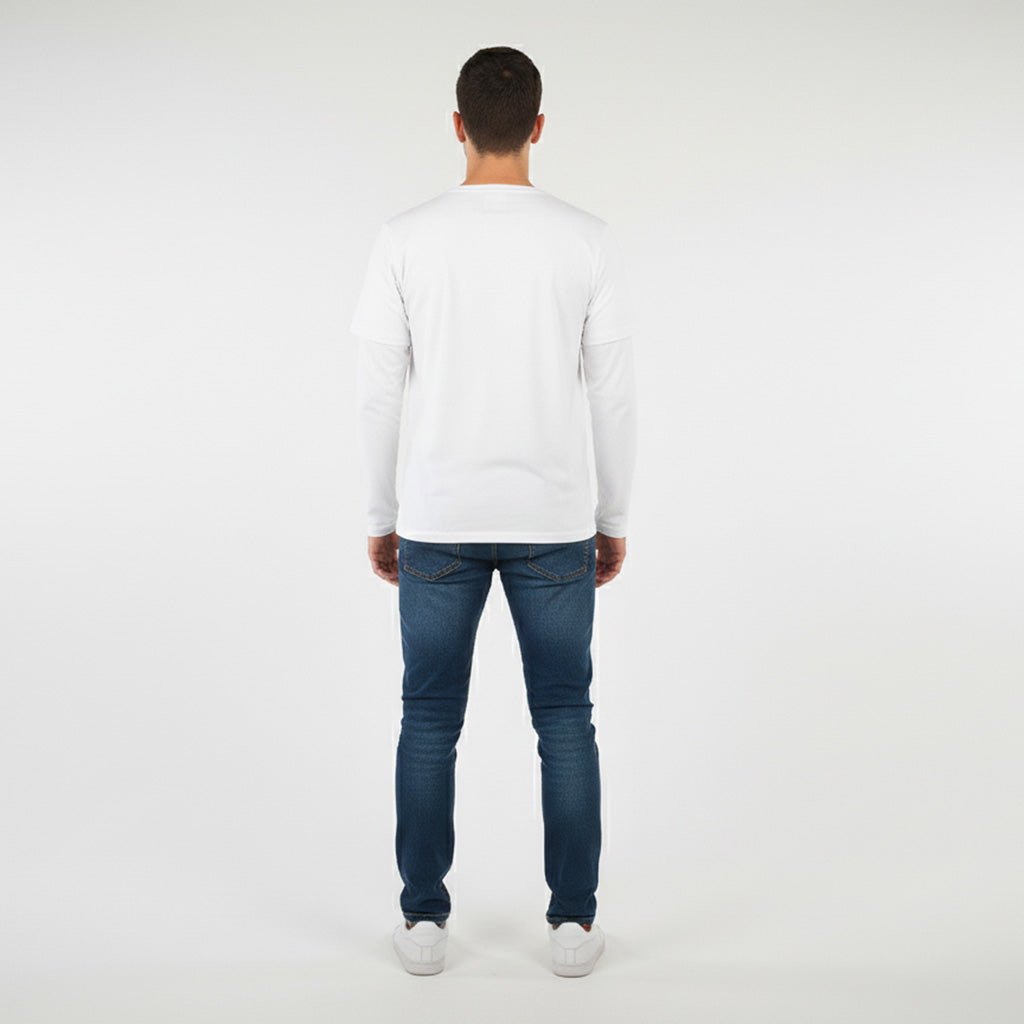 White with Black Performance Long Sleeve Shirt