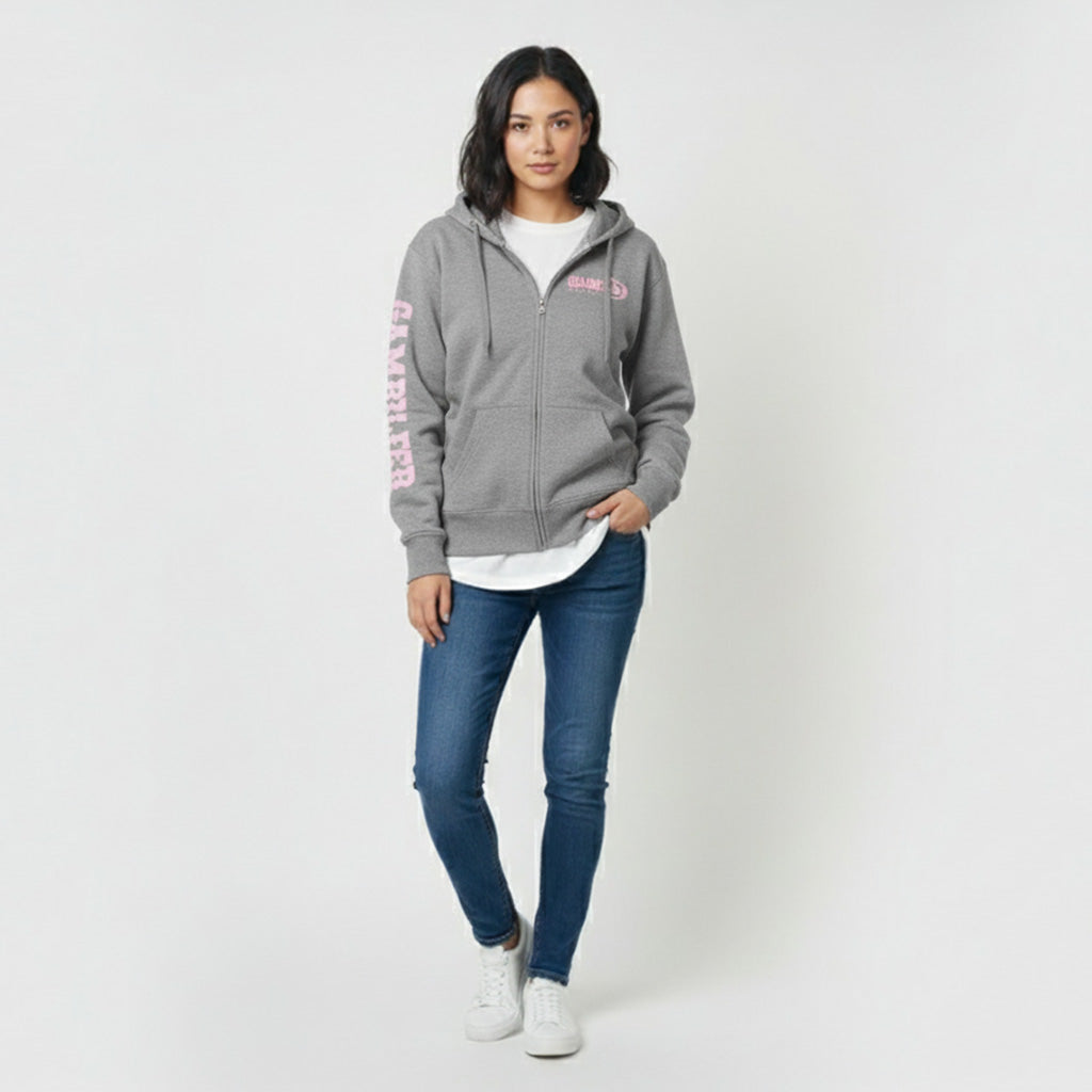 Dark Grey Ladie's Lightweight Jersey Full-Zip Hoodie