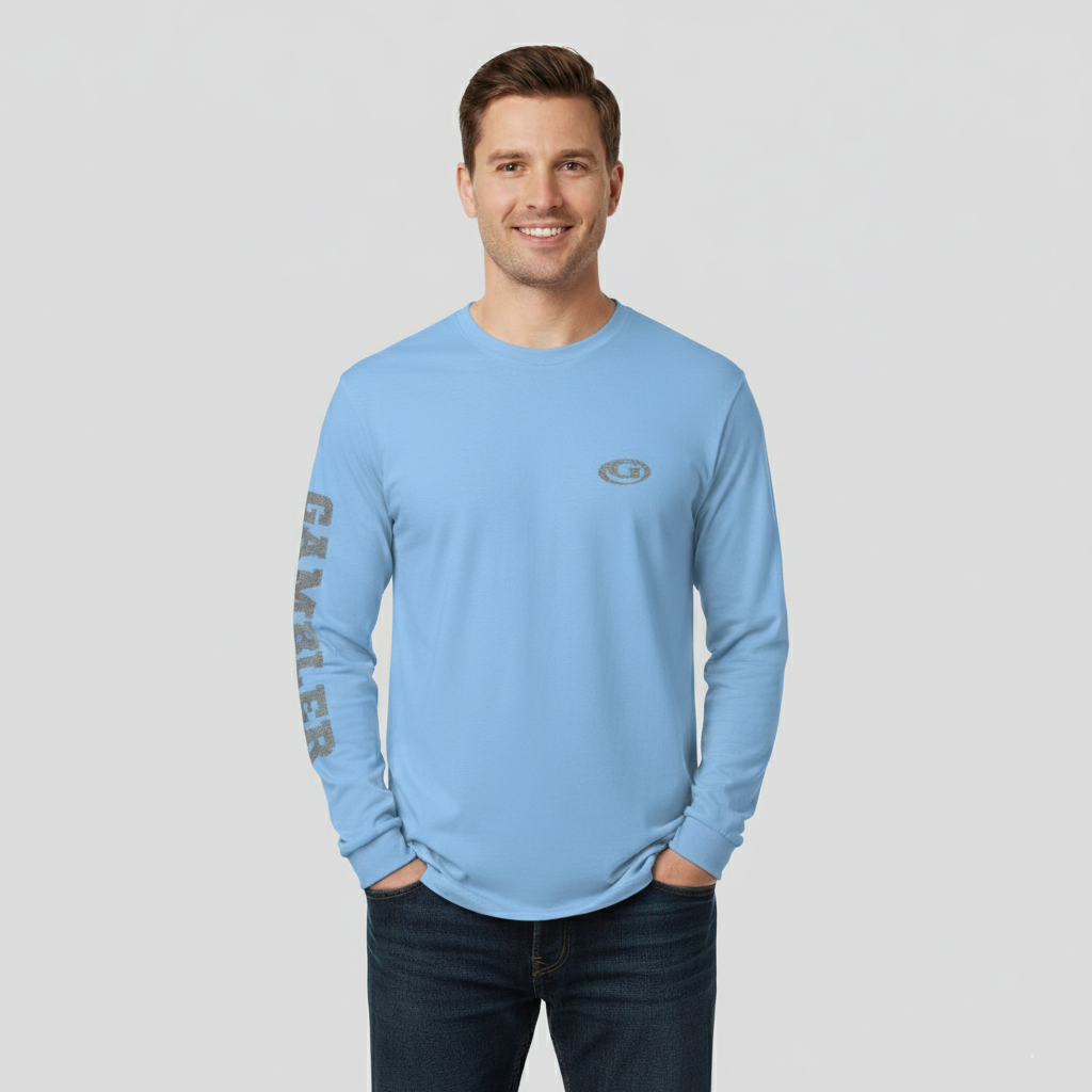Blue Long Sleeve Performance Shirt Design One