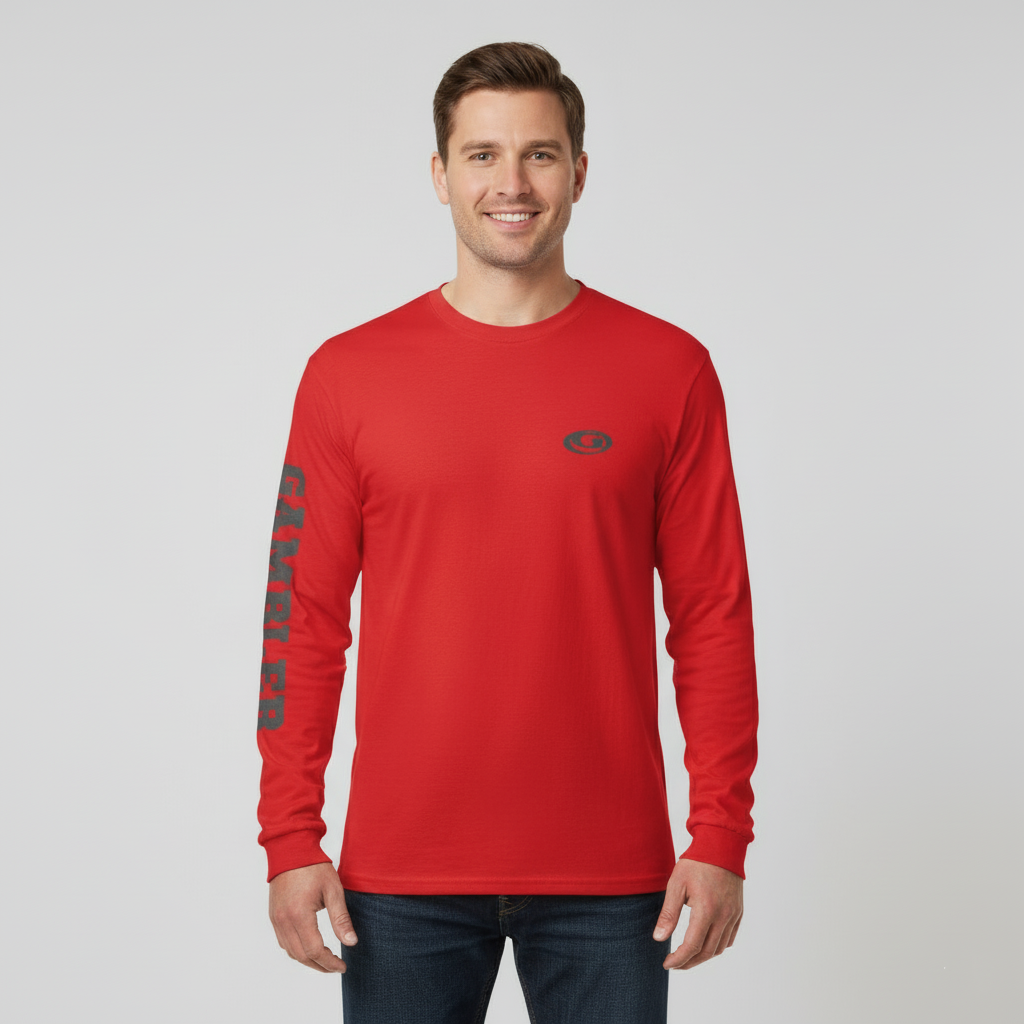 Red Long Sleeve Performance Shirt Design One