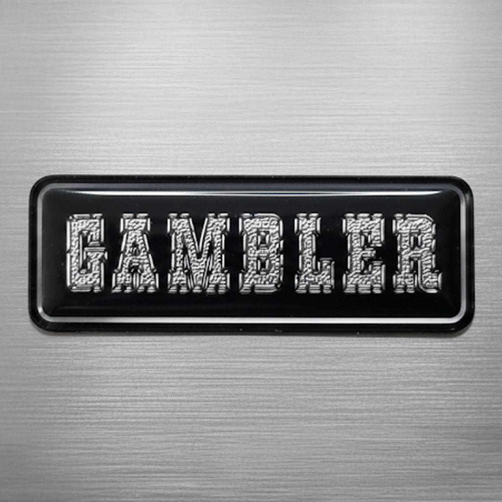 3/4" x 2-1/8" GAMBLER Embossed Trim Sticker Silver