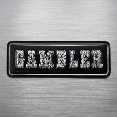 3/4" x 2-1/8" GAMBLER Embossed Trim Sticker Silver
