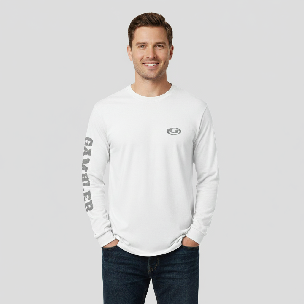 White Long Sleeve Performance Shirt Design One